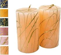 Adventes sveces ar zelta rakstu - 2 gabaliņi - Rustikāla virsma - Sveces/Pilvenu sveces - Ziemassvētki/Ziemassvētku vainags/Adventes vainags (persiku krāsā, augstums 11 cm / diametrs 6 cm - 2 gabaliņi iepakojumā)