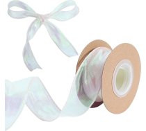 GORGECRAFT Bižūra organzas lenta 4 cm plata, mirdzoša šifona dekoratīvā mala Šampanieša dzeltena dāvanu iesaiņošanai, grozu lokiem, Mātes dienai, kāzu ielūgumiem, pušķiem, pušķiem