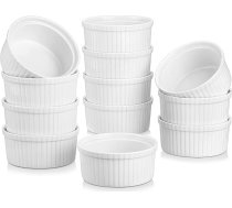 MALACASA Ramekin.trauku sērijas porcelāna kastroļi, kūku veidnes, bļodas, mini suflē formas, kēksu veidnes, smalkmaizītes, cepšanas krūzītes, krāsu gradients, zila, sarkana, zaļa, zaļa, oranža, krēmbalta.