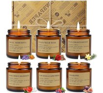 6 pakešu aromātisko sveču dāvanu komplekts, dāvanas sievietēm, sojas vaska sveces dekoratīvā alvā, relaksējoša telpas smarža, mamma, draugi, sieva, 120H degšanas laiks, vannas joga, Ziemassvētku dāvanas, Jaungada dzimšanas dienas