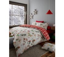 Happy Linen Company Ziemassvētku suņu segas komplekts - divpusējs - Taupe/Natural - vienvietīgs segas komplekts