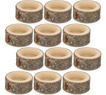 12 x koka votive sveču turētāji mājas galda kāzu dekorēšanai Augstums 2,5 cm