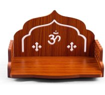 Koka templis pie sienas piekarināms piekaramais galds Pooja Mandir God Stand plaukts mājas birojam un dāvanām (Om)
