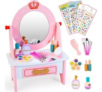 Bērnu make-up komplekts meitenēm no 3 gadu vecuma Koka tualetes galds Make Up rotaļlieta Dzimšanas dienas Ziemassvētku dāvana meitenēm 3 4 5 6 7 gadi