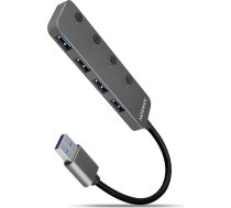 Axagon Hue-msa centrmezgls, 4 pieslēgvietu usb 3.2 gen 1 slēdzis, metāla, 20 cm usb-a kabelis, microusb papildu barošanas avots