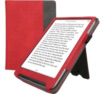kwmobile Korpuss saderīgs ar Pocketbook InkPad 4 / Color 3 / Color 2 / Vivlio InkPad 4 Case - Flip Case with Hand Strap - Mākslīgās ādas vāciņš - Sarkans tumši pelēks