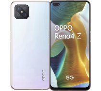 OPPO Reno4 Z 5G viedtālrunis, 6,5 collu displejs + 120 Hz atsvaidzināšanas ātrums, 4 kameras, 8 GB un 128 GB operatīvās atmiņas bez iespējas paplašināt, 4000 mAh akumulators, Dual SIM, 2020, [itāļu versija], brūngani balts