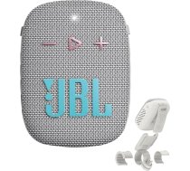 JBL Box Wind 3S pārnēsājamais mini Bluetooth skaļrunis ūdensizturīgs ar klipu sportam, velosipēdam un skrejriteņiem - Bass Boost - balts, gaiši pelēks