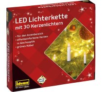 Idena 38192 LED svecīšu gaismas ķēde, 30 silti baltas LED diodes, 30 sveces ar klipšiem, ideāli piemērota Ziemassvētku eglītei, aptuveni 16 m ar Luxtor® eņģeļa matiņiem (30 LED gaismas diodes, 3 gab. + eņģeļa matiņi), 2 komplekti