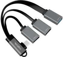 Centrmezgls usb 3.2, usb-c/m 90, līdz 3xusb-a/f, 0.15m