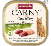 animonda Carny Carny Adult Country Cat Food, mitrā barība kaķiem praktiskā porciju trauciņā ar vistas, teļa un brieža gaļu, 32 x 100 g