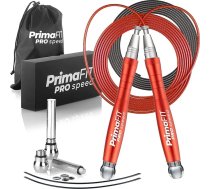 PrimaFIT Skiping Rope Adult Fitness Pro Speed Jump Rope 3 m Rope Skipping Regulējams ar atsvariem, 2 lodīšu gultņiem un neslīdošiem rokturiem, profesionāls skečings boksam, MMA, Crossfit, Extra Steel