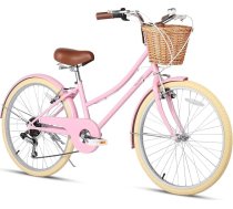 Glerc Missy 20 / 24 / 26 collu meiteņu velosipēds Cruiser City 6 ātrumu hibrīda velosipēds ar pītu grozu, viegls, paredzēts jauniešiem vecākiem par 6 gadiem, dažādās krāsās