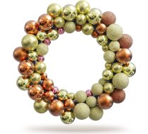 VALENTHERA Ziemassvētku vainags ar eglīšu rotājumiem - Adventes vainags oranžs, zelts, elegants ar Ziemassvētku rotājumiem - Diametrs 36 cm - Durvju vainags Ziemassvētku rotājums