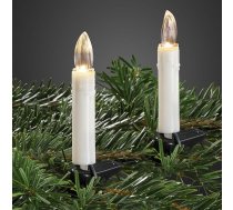 Hellum 560305 Ziemassvētku eglīšu pasaku gaismiņas 20 LED silti baltas elfu Ziemassvētku sveces ar pilieniem, 5,7 m apgaismots zaļš kabelis, LED eglīšu apgaismojums iekštelpās, Ziemassvētku eglīšu sveces spilgtums