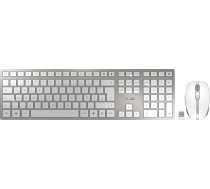 CHERRY DW 9100 SLIM bezvadu tastatūras un peles komplekts, vācu izkārtojums (QWERTZ), Bluetooth un 2,4 GHz radio, klusi taustiņi, uzlādējams, balts/sudrabots