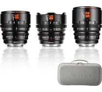 7artisans 10 mm/16 mm/25 mm T2.1 kino objektД«vu komplekts, kas saderД«gs ar Fuji X-Mount, priekЕЎ FUJIFILM X-S20/X-T5/X-H2/X-T4/X-H2S/X-T3/X-S10 (melns)