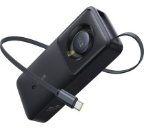 Powerbank 10000mAh 30W ar USB-C pieslēgvietu un Free2Pull USB-C ievelkamu kabeli - melns