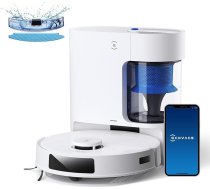 ECOVACS Deebot N20 Plus robotizētais putekļsūcējs ar tīrīšanas funkciju, 8000Pa sūkšanas jauda, PureCyclone stacija bez putekļu maisiņa, pret matu sapīšanos, līdz 300 minūtēm darbības laika, balts