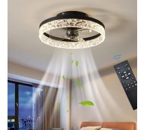 Exlafi Mute griestu ventilatori ar apgaismojuma tālvadības pulti, moderns ventilators, griestu gaisma, LED dimmable griestu ventilatora lampas guļamistabai, viesistabai, atgriezenisks ventilators (melns, 40 cm)