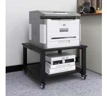 Puncia 2-līmeņu printera galds ar riteņiem 50 x 50 x 30 cm Mobilais printera statīvs Printeru ratiņu turētājs Maksimālā slodze 70 kg Melns birojam, mājas birojam, skolai