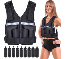 Sportneer Regulējama svērta veste 0,9-8 kg, 9-in-1 ātri regulējama skriešanas veste vīriešiem un sievietēm, spēka treniņiem, kalistēnikai un sporta zālei, augstas kvalitātes svaru veste