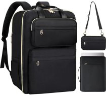 BERTASCHE Ceļojumu mugursoma, paplašināma sieviešu rokas bagāžas mugursoma lidmašīnai ar somu klēpjdatoram, 15,6 collas, biznesa mugursoma ar nodalījumu apaviem ceļošanai, komandējumam, nedēļas nogalei, melna