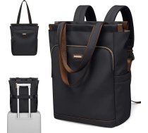 GOLF SUPAGS konvertējama klēpjdatora mugursoma sievietēm ikdienas dienas mugursoma piezīmjdatoram Tote Bag darbam koledžā ceļošanai brīvā laikā (melna)