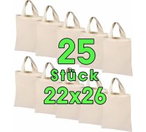 25 kokvilnas maisiņu iepakojums 22 x 26 cm mazs - džutas maisiņš - dabīgs aptieciņas maisiņš, somiņa, somiņa, dāvanu maisiņš, Oeko-Tex® sertificēts auduma maisiņš, bez apdrukas, medikamentiem gleznošanai un apdrukai