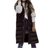 Stepēta ziemas Sieviešu garas uz leju Vest Hood bez piedurknēm Vest Ziemas jaka Viegla pāreja Vest Buffer jaka Lieli izmēri Gilet āra ziemas mētelis ar kapuci Vest Warm Stepēts Long Vest