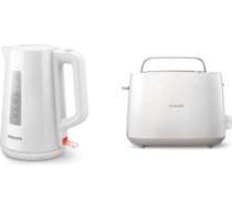 Philips HD9318/00 3000 Series 3000 tējkanna, 1,7 l, atsperu vāks, LED displejs, balta & HD2581/00 grauzdēšanas panna, integrēts bulciņu piederums, 8 brūnināšanas līmeņi, balta