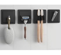 4-in-1 vannas istabas turētāju komplekts Pašlīmējošs [Soft-Touch Silicone], īpaši spēcīga fiksācija - vannas istabas organizators Satur: Skūšanās turētājs, zobu birstes turētājs, āķis, neodīma magnēts (melns).