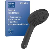 Duravit universāla dušas galva ar 3 strūklu veidiem (lietus, intensīva lietus, maigs lietus), apaļa rokas duša (diametrs 110 mm), dušas galva ar ūdens taupīšanas funkciju MinusFlow, matēti melna krāsa