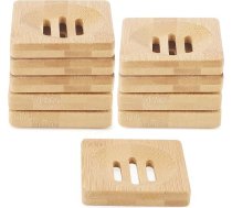 JAPCHET 10 gabalu kvadrātveida bambusa ziepju trauks 80x80mm dabiskā bambusa ziepju trauks Koka ziepju turētājs virtuvei Vannas istabas kvadrātveida ārējais kontūrs