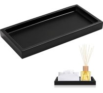 2 x vannas istabas organizators, 22 x 12 x 2 cm, melns silikona tualetes paplātes, tualetes tvertnes uzglabāšanas paplātes, vannas istabas izlietnes uzglabāšanas paplātes salvetēm, svecēm, dvieļiem, mazs