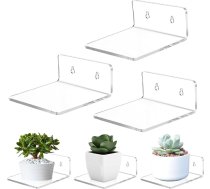 3 peldošo plauktu komplekts 10 x 10 cm maziem caurspīdīgiem akrila sienas plauktiem ar skrūvi, rotaļlietu organizators, grāmatu plaukts viesistabai, guļamistabai, vannas istabai