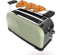 Cecotec Vertikaler Toastin' time 1500 Green, 1500W, Doppelter langer und breiter Schlitz 3,8 cm, Obere Stäbe, Edelstahl, Automatische Abschaltung und Pop-up-Funktion, Krümelablage