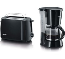 SEVERIN kafijas automāts maltai filtrētai kafijai, 10 tasītes, komplektā stikla krūze, KA 4479, melns & 2287-000 Automātiskais grauzdētājs, komplektā bulciņu grauzdēšanas piederums, 2 grauzdēšanas kameras, 700 W, AT 2287, melns