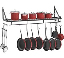 Sienas plaukts ar 10 noņemamiem āķiem, sienas plaukts ar dvieļu turētāju, virtuves vannas istabas piederumiem, piekaramais plaukts 90 x 24 x 25 cm