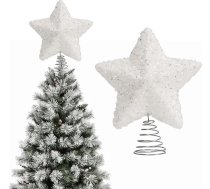 18cm gliteru zvaigzne zvaigzne Ziemassvētku eglīte Topper Glitter Tree Topper zvaigzne Ziemassvētku eglīte Topper Glitter Tree Topper zvaigzne Ziemassvētku rotājumi Ziemassvētku eglītes rotājumi (balta)