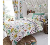 Happy Linen Company Childens Jungle Safari Animals Lion King Blue Teal Reversible Toddler Bedding Duvet Cover Set