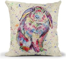 Truša ausis akvareļu akvareļu varavīksnes mākslas lina spilvens ar pildījumu vai pārvalku 40 x 40 cm Dāvana Ziemassvētku dzimšanas diena (ar ieliktni)