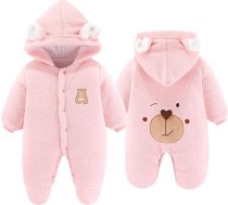 Ziemas Baby Romper ar kapuci, silts zīdaiņu zēni meitenes vispārējo ziemas jaka Snowsuit Player ķermeņa Jumpsuit bērnu pidžamas miega Romper apģērbs jaundzimušajiem