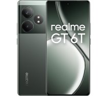 realme GT 6T viedtālrunis 12 + 256 GB, Snapdragon 7s Gen 3, 6000 Nits displejs, Sony LYT-808 OIS kamera, 120 W SUPERVOOC uzlāde, 5500 mAh izturīgs akumulators, zaļš kā lazda (bez adaptera)