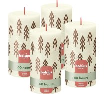 Bolsius Rustic Pillar Candles Silhouette - Ziloņkaula kauls ar apdruku - 4 gabali - 13 x 7 cm - Ilgstoša degšana - Sadzīves sveces - Sastāv no dabīga augu vaska - Bez palmu eļļas