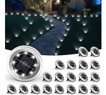 Solpex nelielas solārās grīdas lampas, saules gaismas dārzam, 8 LED diodes, 20 gab., baltas dārza lampas, nerūsējošais tērauds, ūdensizturīgas ārtelpām, dārzam, terasei, zālienam, pagalmam, celiņiem, celiņiem