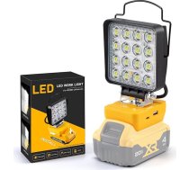 Akumulatora lampa DeWalt 20 V, 48 W 4800 LM bezvadu LED darba gaismas akumulators, pārnēsājams prožektors ar 2 spilgtuma režīmiem, mini lampa būvlaukuma apkopes darbiem (dzeltena)