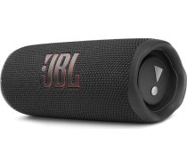 JBL Flip 6 Bluetooth kaste melnā krāsā: Ūdensizturīgs, pārnēsājams skaļrunis ar divvirzienu skaļruņu sistēmu jaudīgai skaņai, līdz pat 12 stundām bezvadu mūzikas atskaņošanas.