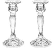 Romadedi Crystal Candle Holder Taper Candles High - komplekts no 2 sveču turētājiem Stikla elegants Taper sveču svecēm kāzu galda dekorēšanai Ziemassvētku Adventes Adventes Dzīvojamā istaba Vintage apdare,