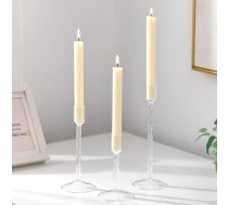 Glasseam Stikla sveču turētājs Taper Candle Candles Clear: 3 sveču turētāju komplekts Moderns Taper Candle Holder Stikls galda dekorēšanai Sveču turētājs Ziemassvētki ēdamgaldam Kāzu dzimšanas dienas dekorēšanai
